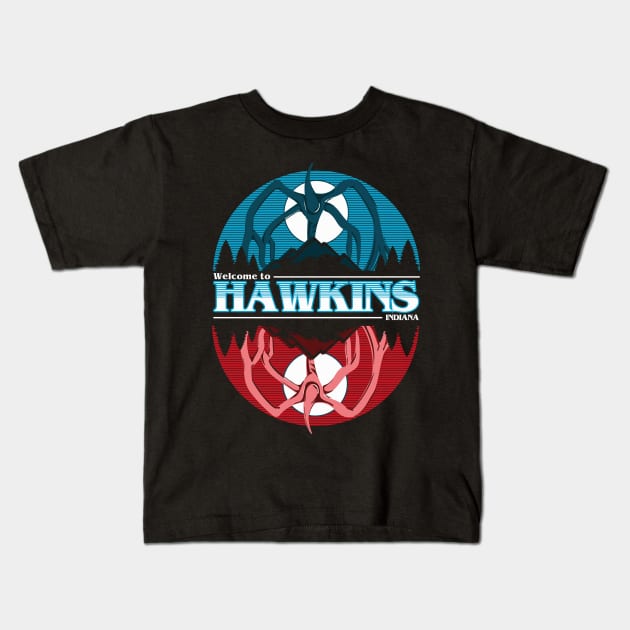 Welcome to Hawkins Indiana Kids T-Shirt by Meta Cortex